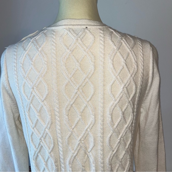 Talbots Lambswool Cable Knit Blend Sweater Button Details Shoulders - Picture 9 of 12